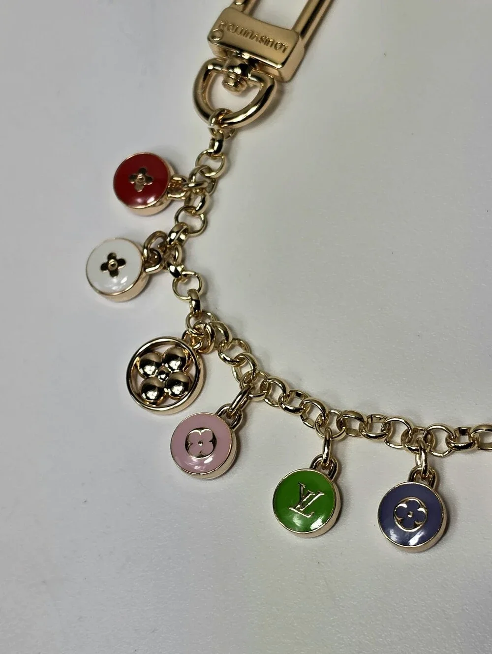 Louis Vuitton Women Gold Tone Multicolor Logo Chain Bag Charm